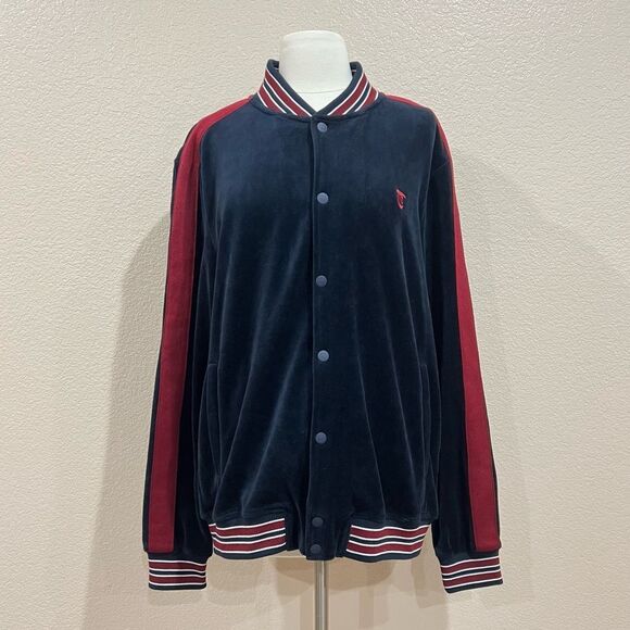 Tretorn NWT Navy Velour Colorblock Track Jacket Size Medium - Picture 4 of 13